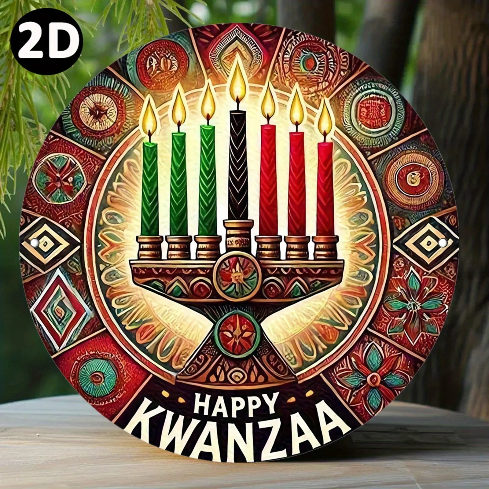 CIFBUY Retro Hanukkah Menorah Aluminum Wall Art Waterproof Durable Decor for Living Room Bedroom Home Office
