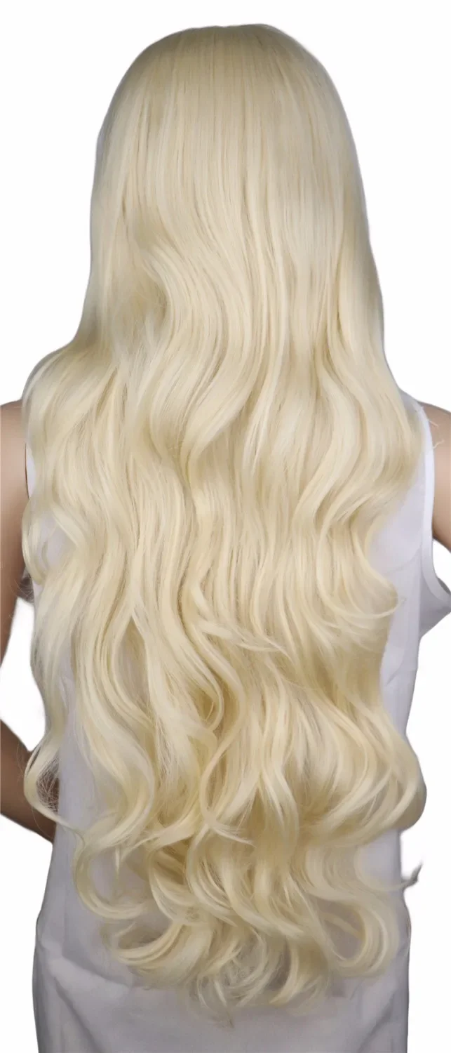 QQXCAIW peluca rubia larga y rizada para mujer, pelo sintético de alta temperatura para fiesta de disfraces de Cosplay, 70 Cm