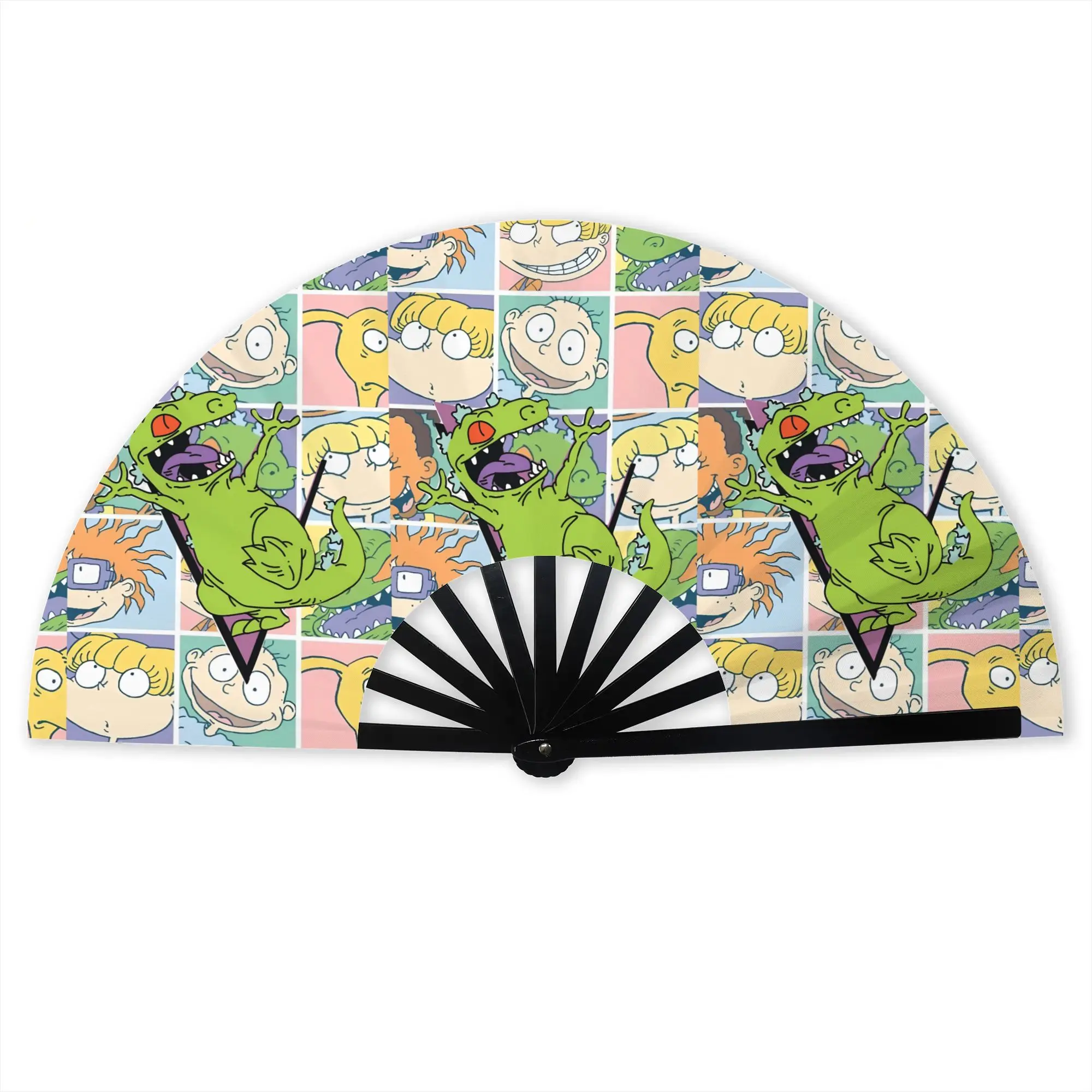 R-Rugrated Manga Movie Comics Folding Hand Fan Custom  Polyester Fabric Fan Fashion Summer Accessory Decorative Fans