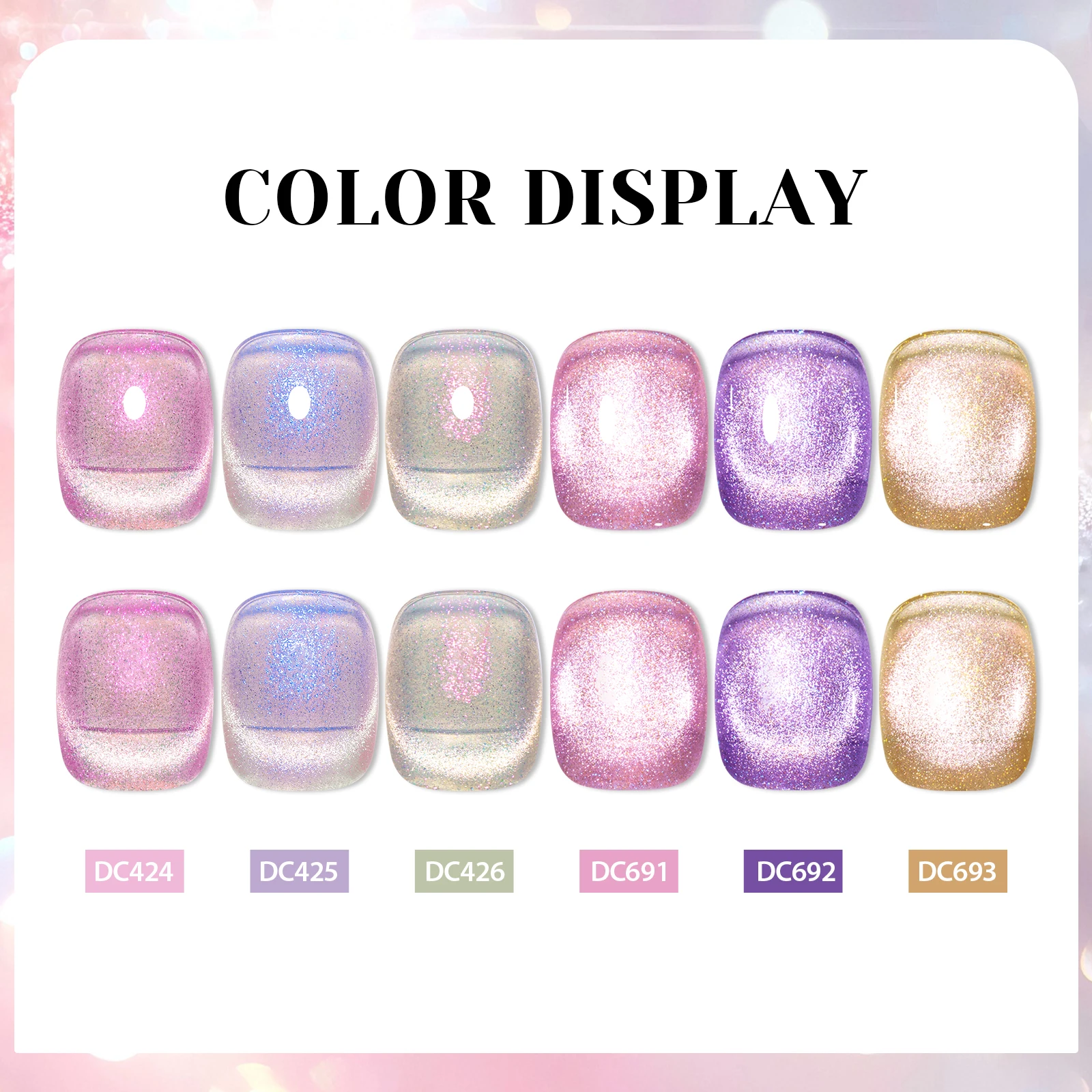 9PCS/SET Mtssii Purple Pink Magnetic Gel Nail Polish Fresh Blue-Green Cat's Eye UV Nail Gel Super Shiny Luster Dazzling Varnish