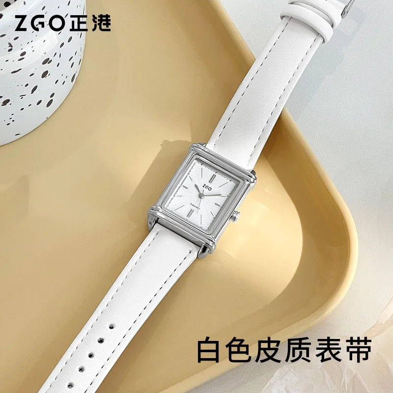 ساعة ZGO كوارتز مربعة كلاسيكية للنساء، حزام جلدي، ساعة يد عصرية ومتعددة الاستخدامات مقاومة للماء هدية 2139