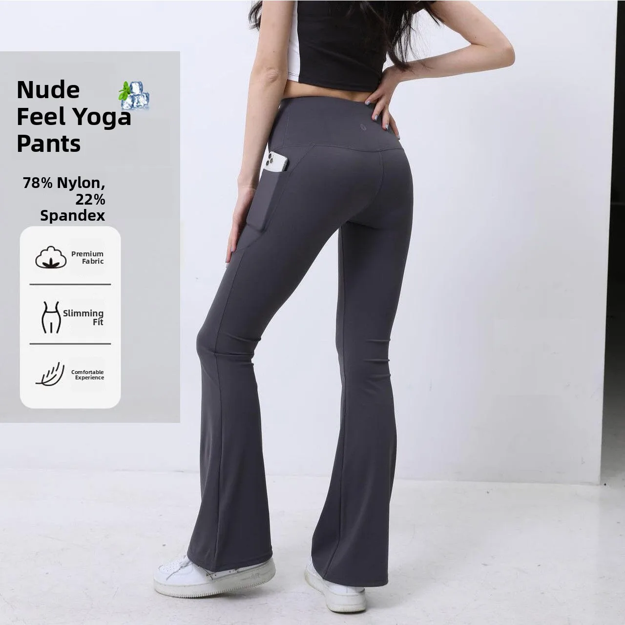 

Женские брюки для йоги с высокой талией, тонкие летние облегающие брюки-клеш из ткани arkskin с карманами для повседневной носки