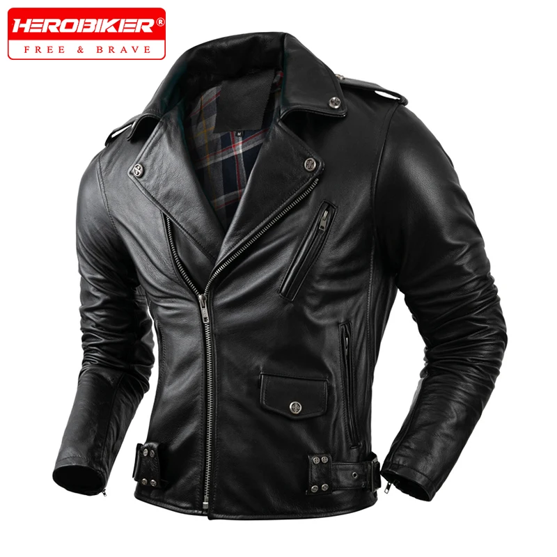 

Новая мотоциклетная куртка для мужчин, приталенная куртка с лацканами и несколькими карманами из воловьей кожи, внедорожная кожаная куртка для мотоциклиста