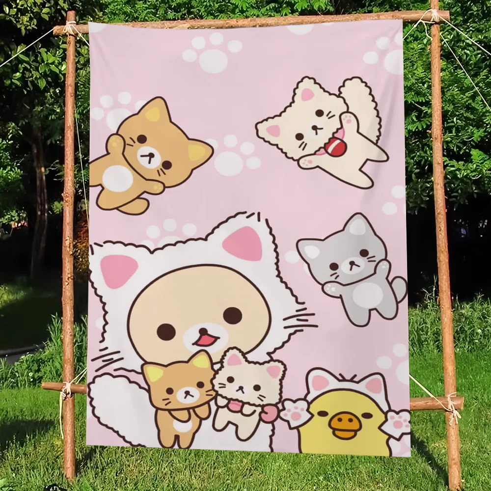 Cute Cartoon flag High End Quality Living Room Home Banner Printing Artistic Atmosphere Style Camping R-Rilakkuma