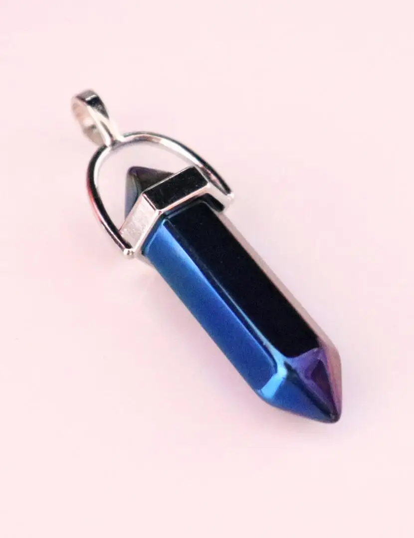 1 قطعة شكل رصاصة الزجاج الكريستال قلادة سداسية وأشار الحجر الاصطناعي ل شقرا شفاء عقد دي اي واي مجوهرات F1660