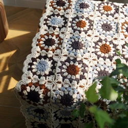 Handmade Crochet Blanket Tablecloths granny square throw Seat Cushion home Decor Coaster Mat Pad  80X60cm