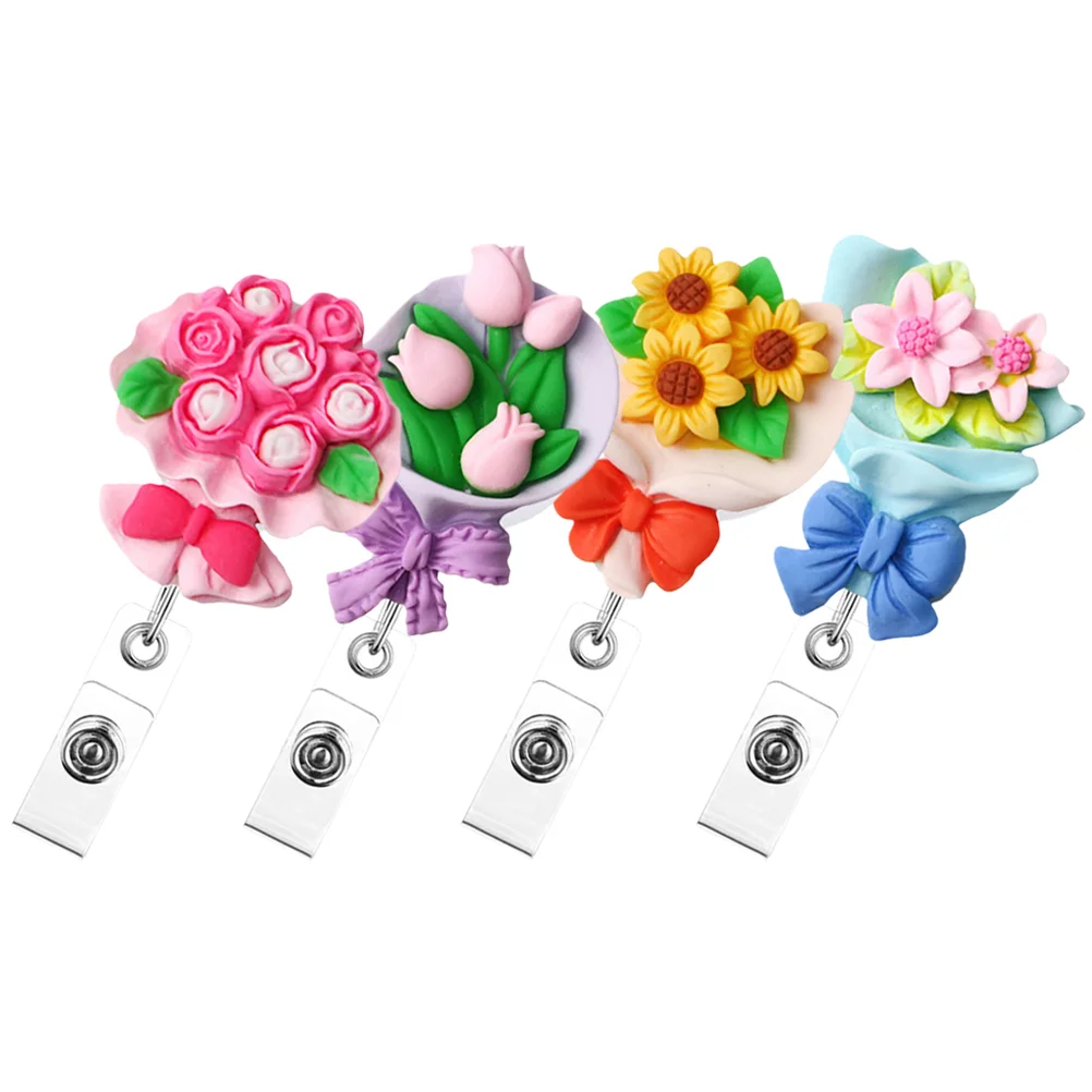 4 Pcs Swivel Alligator Badge Reel Holder Easy Open Bouquet Clip for Nurses Teachers Students Volunteers Conferences ABS Metal