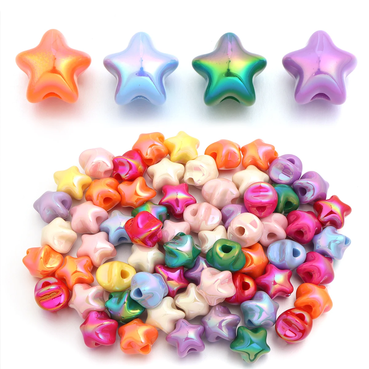Phone Accessories Beads - 10pcs Colorful Chunky Pentagram Acrylic Beads
