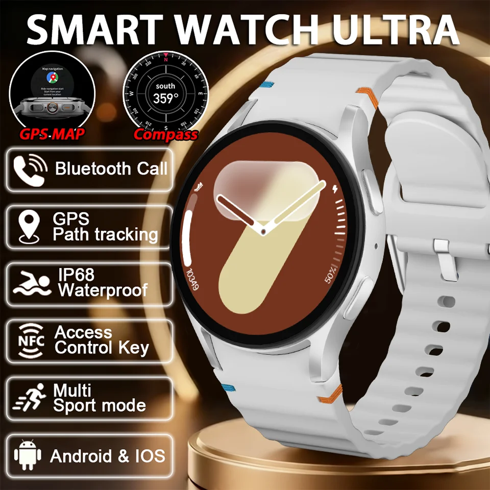 

New Original Watch 7 Classic Smart Watch Woman Compass Sports GPS Tracking NFC AMOLED Screen Health Tracker Bluetooth Call Watch