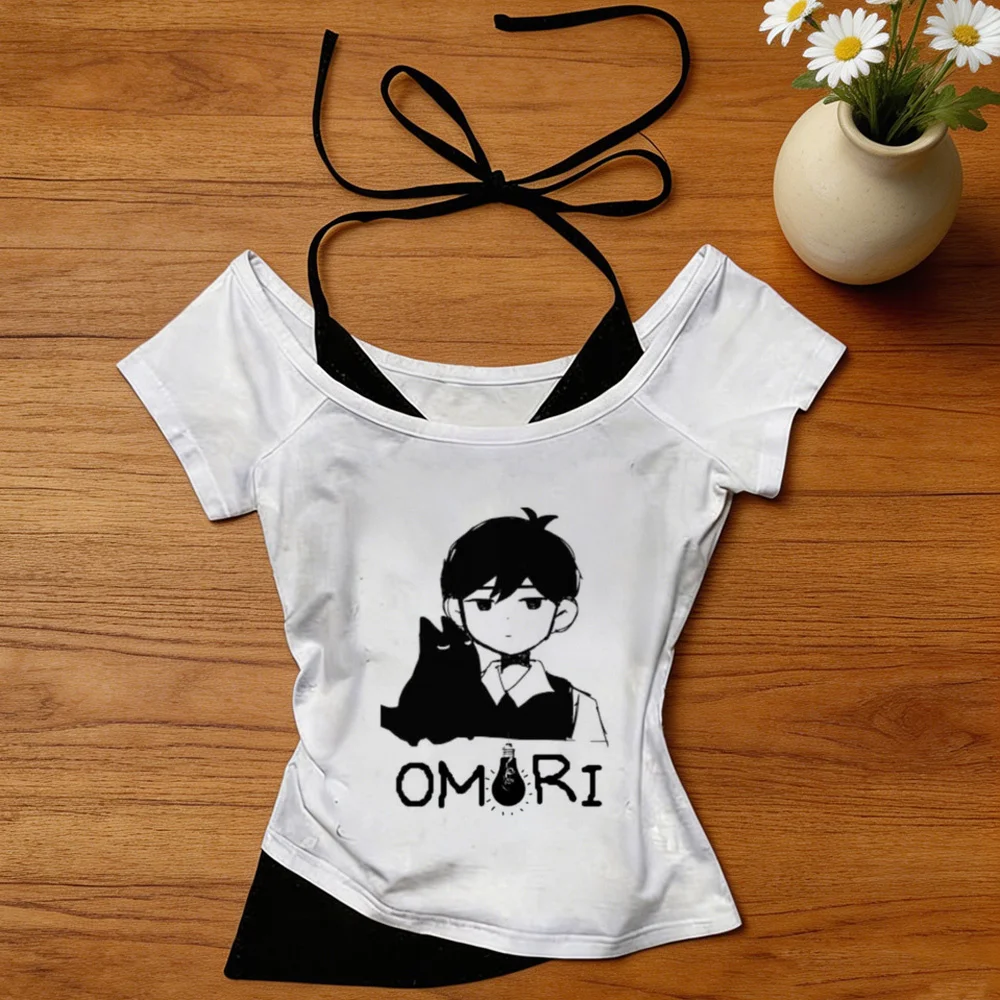 Omori crop top shoujo gyaru emo harajuku party t shirt japanese cheap graphic meme anime