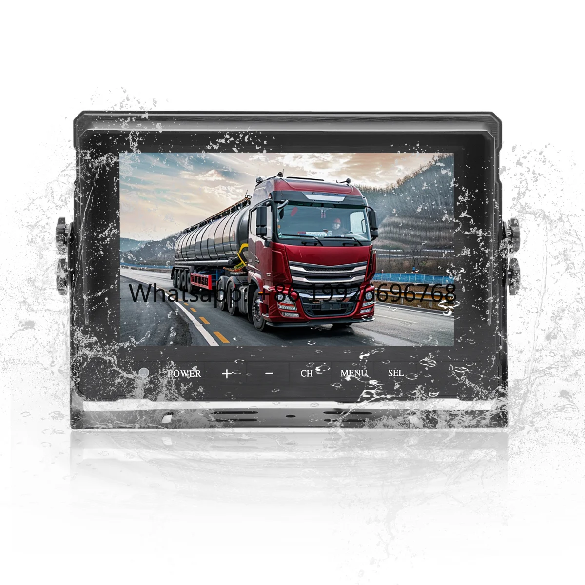 9 Inch IPS Quad Split Truck Monitor Waterproof IP69 Boat Monitor HD Back up Monitor for Car Trucks Heavy Equipments