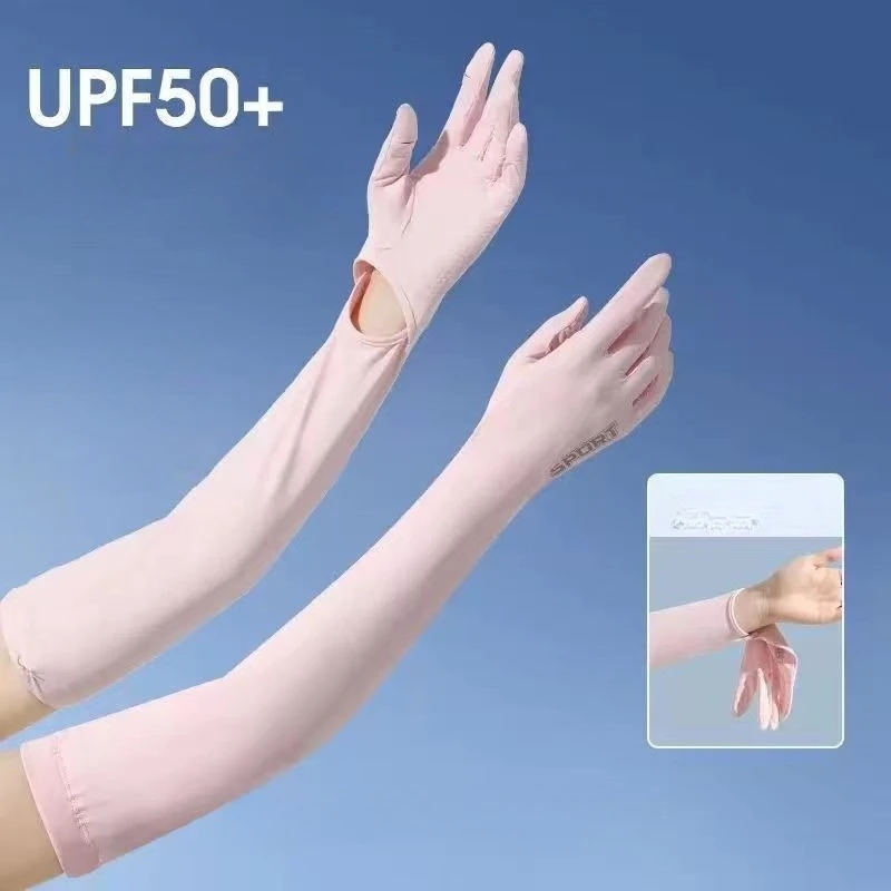 

Летние перчатки из ледяного шелка для женщин: защита от УФ-излучения, дышащие, тонкие, для вождения, рукава-перчатки