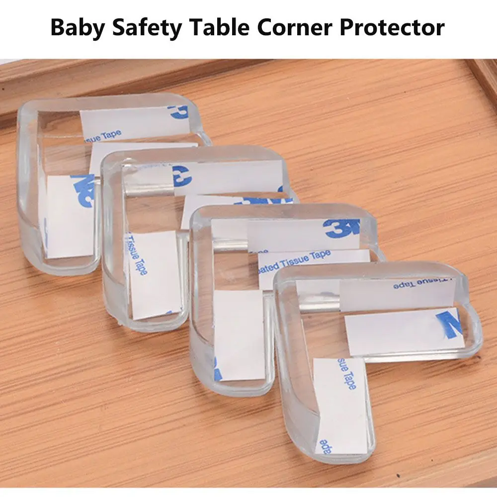 Protector de silicona de seguridad para bebés, 4 piezas, muebles de mesa, protección de bordes de esquina de escritorio para niños, protectores anticolisión suaves