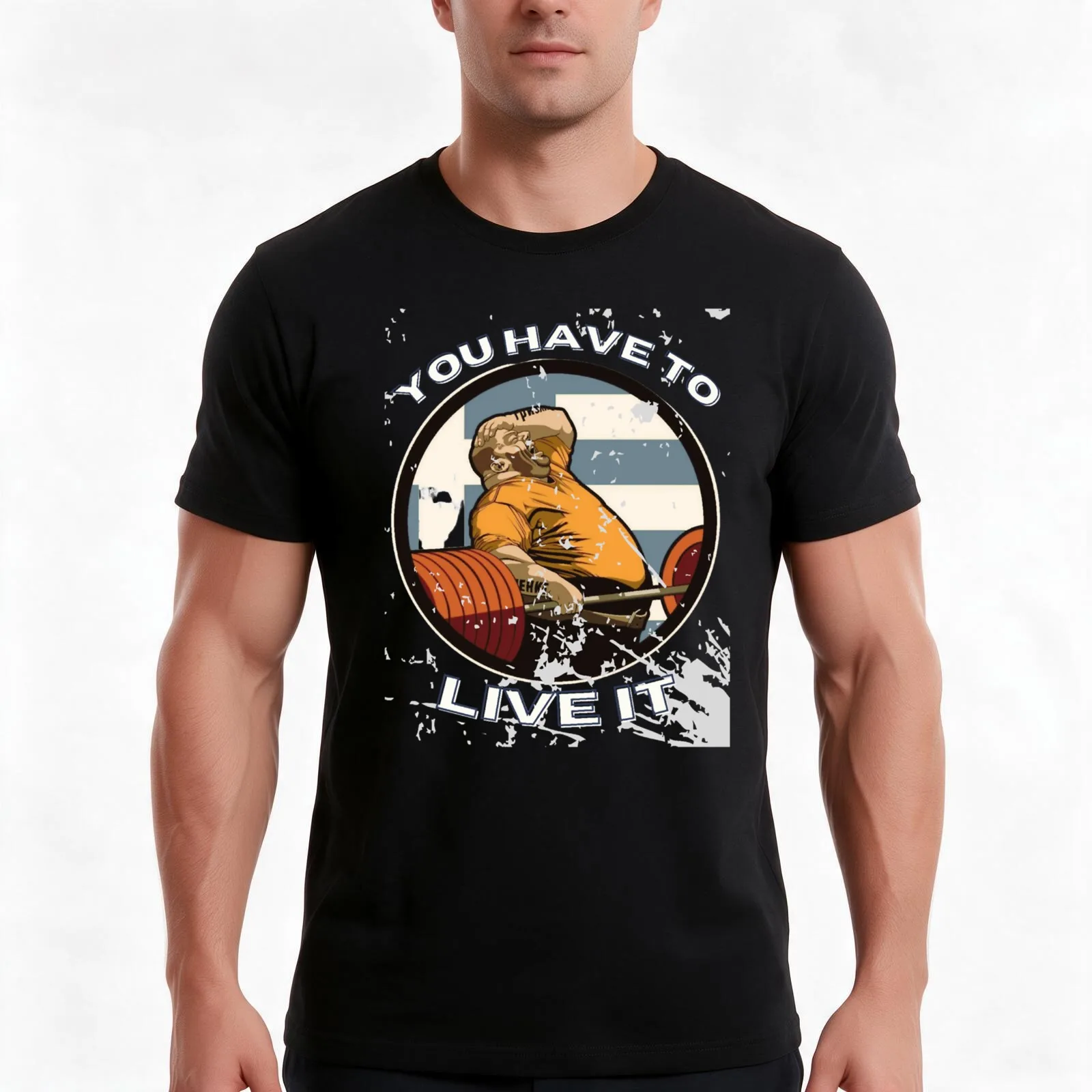 kyriakos grizzly _You Have to Live it_ T-Shirt, Summer Casual Cotton Tee, Oversized Streetwear Tops, Vintage Graphic Print