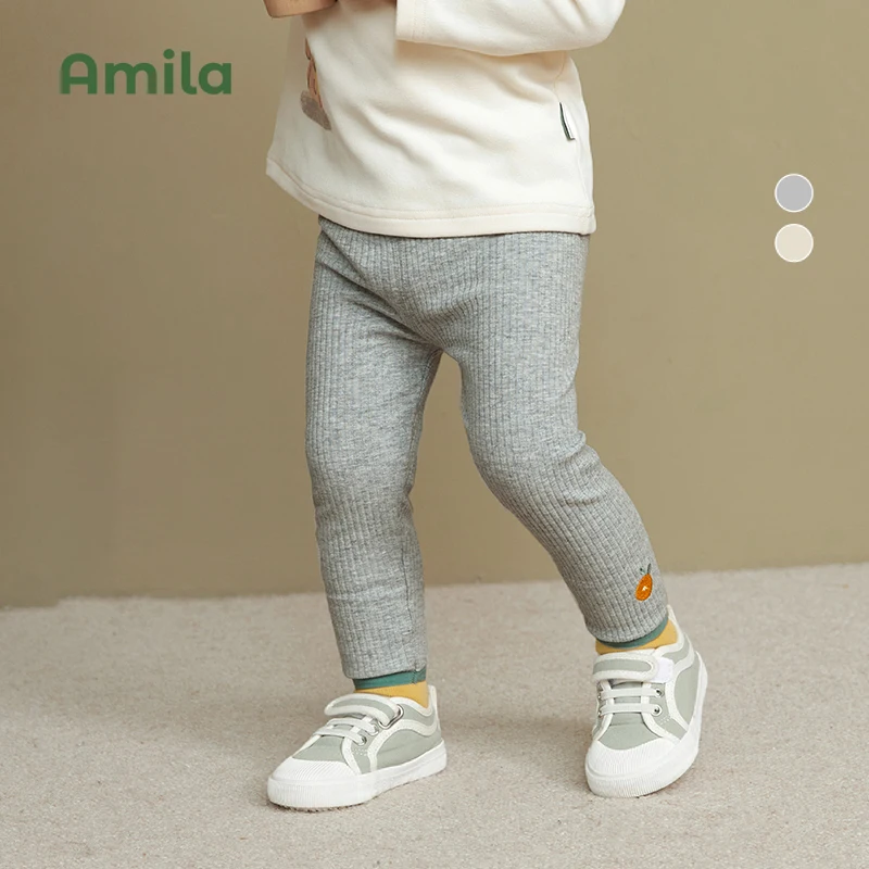 Amila Kids Leggings 2022 Spring and Autumn New Tight Cotton Trousers Baby Girls Warm Pants Soft  Children\'s Clothing