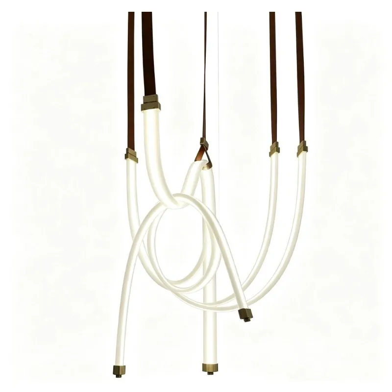 Postmodern retro creative belt brass special-shaped chandelier villa living room dining room hall model room chandelier