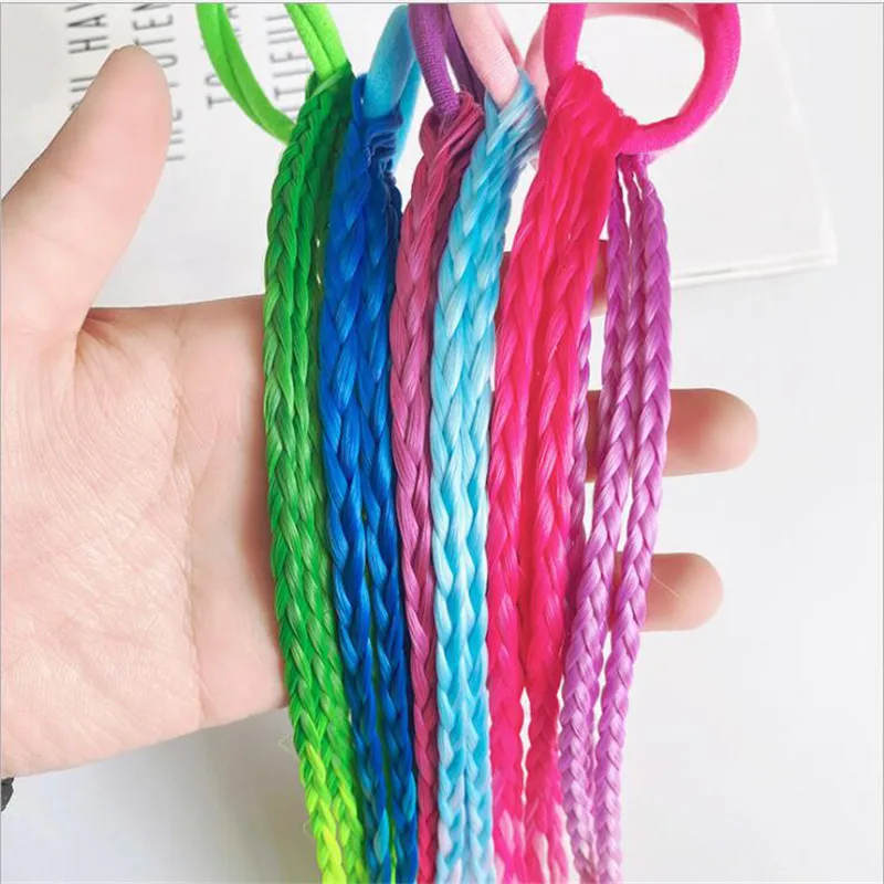 New Girls Colorful Wigs Ponytail Headbands Rubber Bands Beauty Hair Bands Headwear Head Band Kids Hair Accessories Hair Ornament