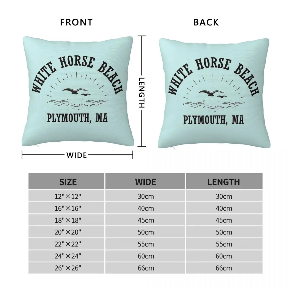 White Horse Beach Plymouth MA Square Pillowcase Polyester Linen Velvet Pattern Decorative Throw Pillow Case Car Cushion Cover