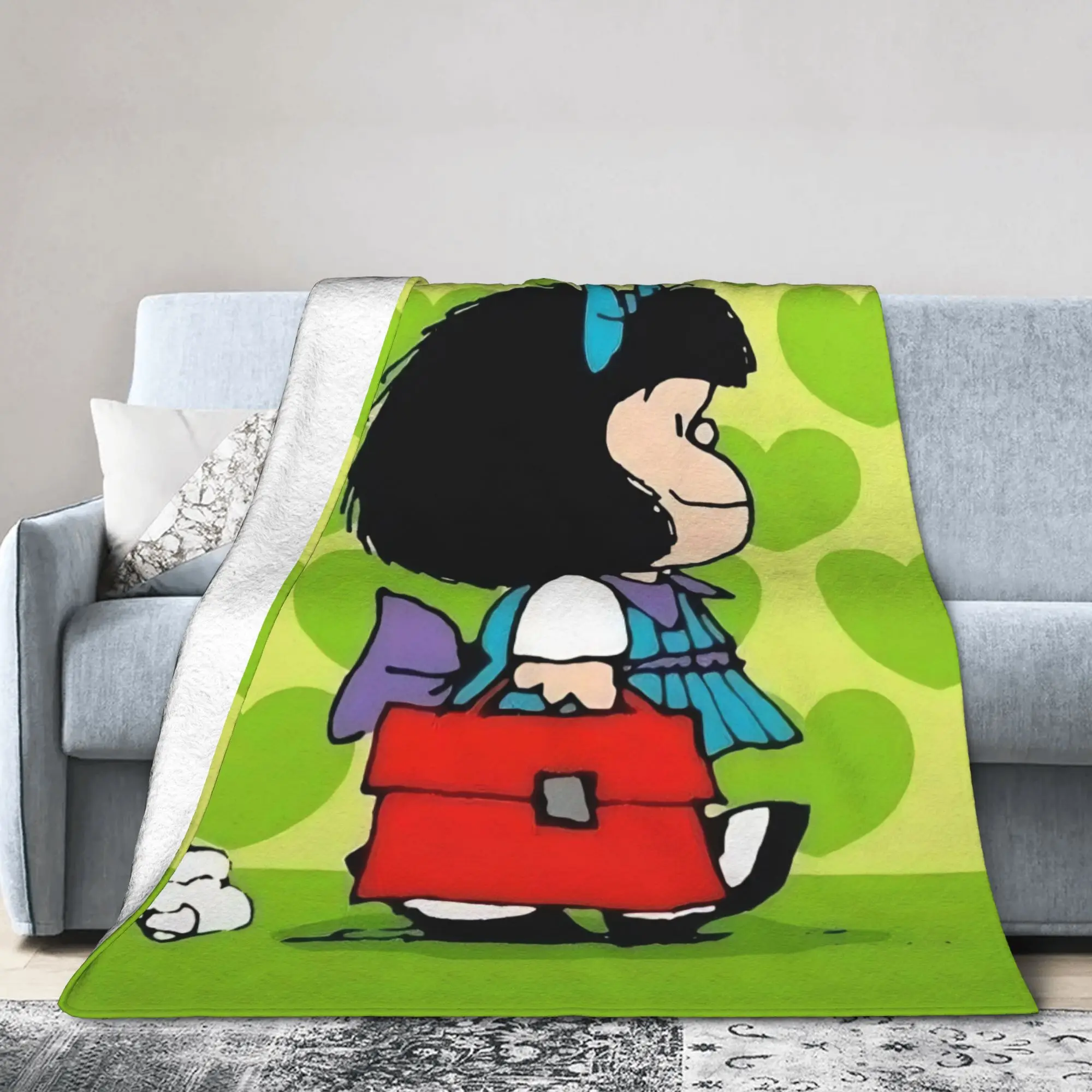 Mafaldas Green Heart Coral Fleece Plush Throw Blankets  Blankets for Sofa Car Lightweight Bedding Throws