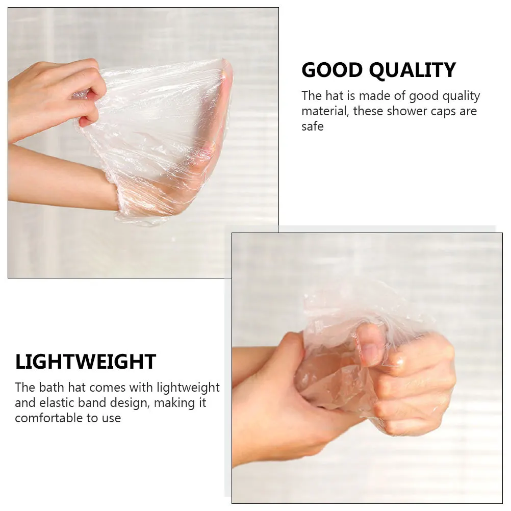 

100Pcs Comfortable Disposable Bath Caps Waterproof Shower Hat for Hair Protection Wide Elastic Band Suitable for All Head Sizes