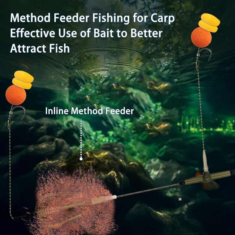 Предварительно завязанная клетка для приманок для ловли карпа YOTO — 20 г/30 г/40 г/50 г трехлинейные крючки с вращающимися ремнями