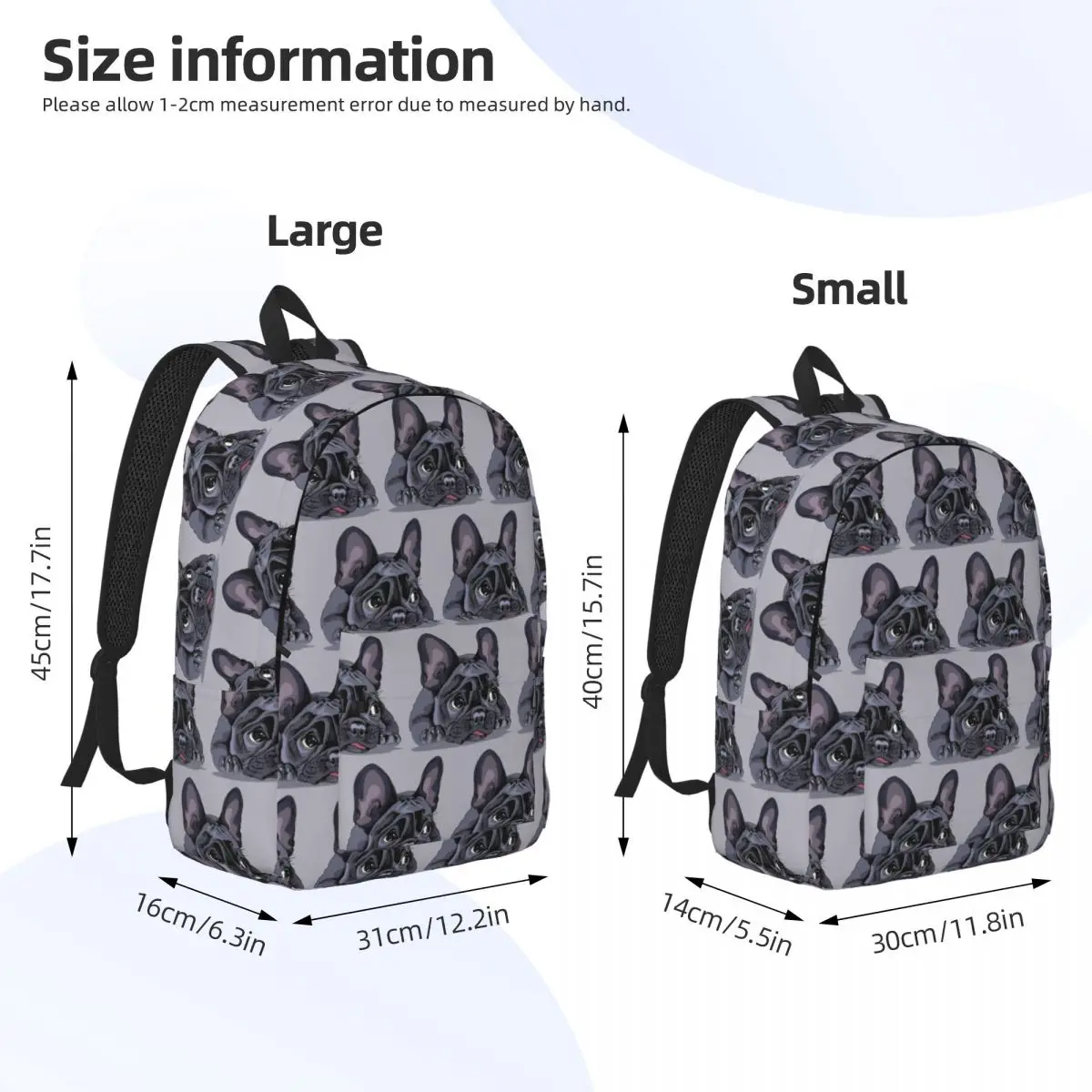 French Bulldog Art Print Backpack Student BookBag Kids School Bag Computer Shoulder Bags for Men Women