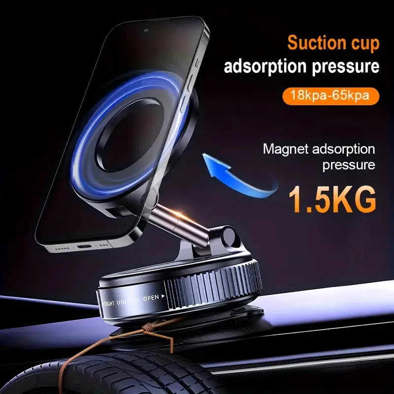 INEYES Foldable Vacuum Adsorption Magnetic Car Phone Holder 2025 Suction Cup Dedicated Navigation Phone Holder Live Streaming view 4