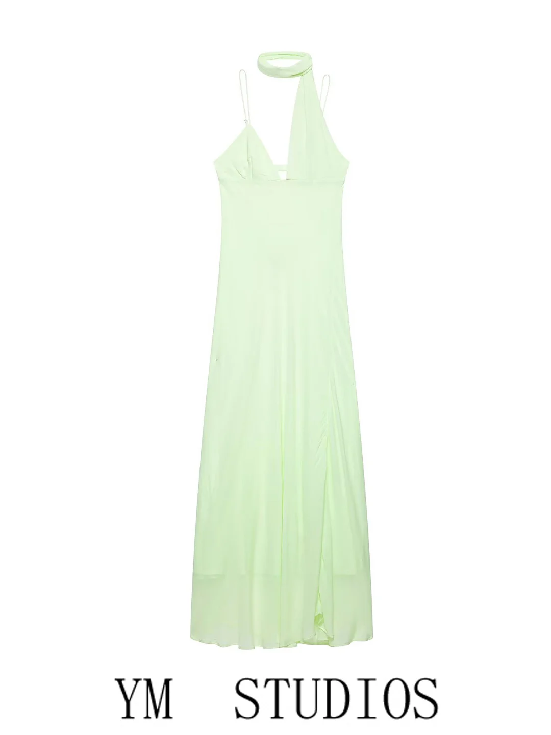Mint Green Scarf Pendant Gossamer Beach Long Dress Women's Clothing Summer Soft Polyester A-Line Skirt Style Tourist Dress