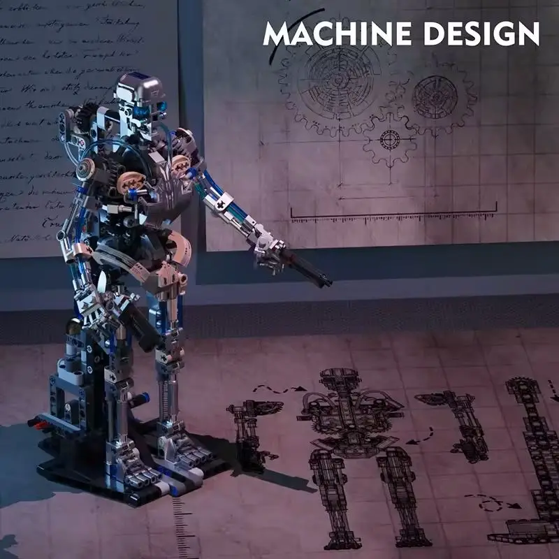 مجموعة روبوت الهيكل العظمي الميكانيكية التقنية الإبداعية مع مكعبات بناء خفيفة من الطوب نموذج عالمي للأولاد ألعاب تجميع لهدايا الأطفال