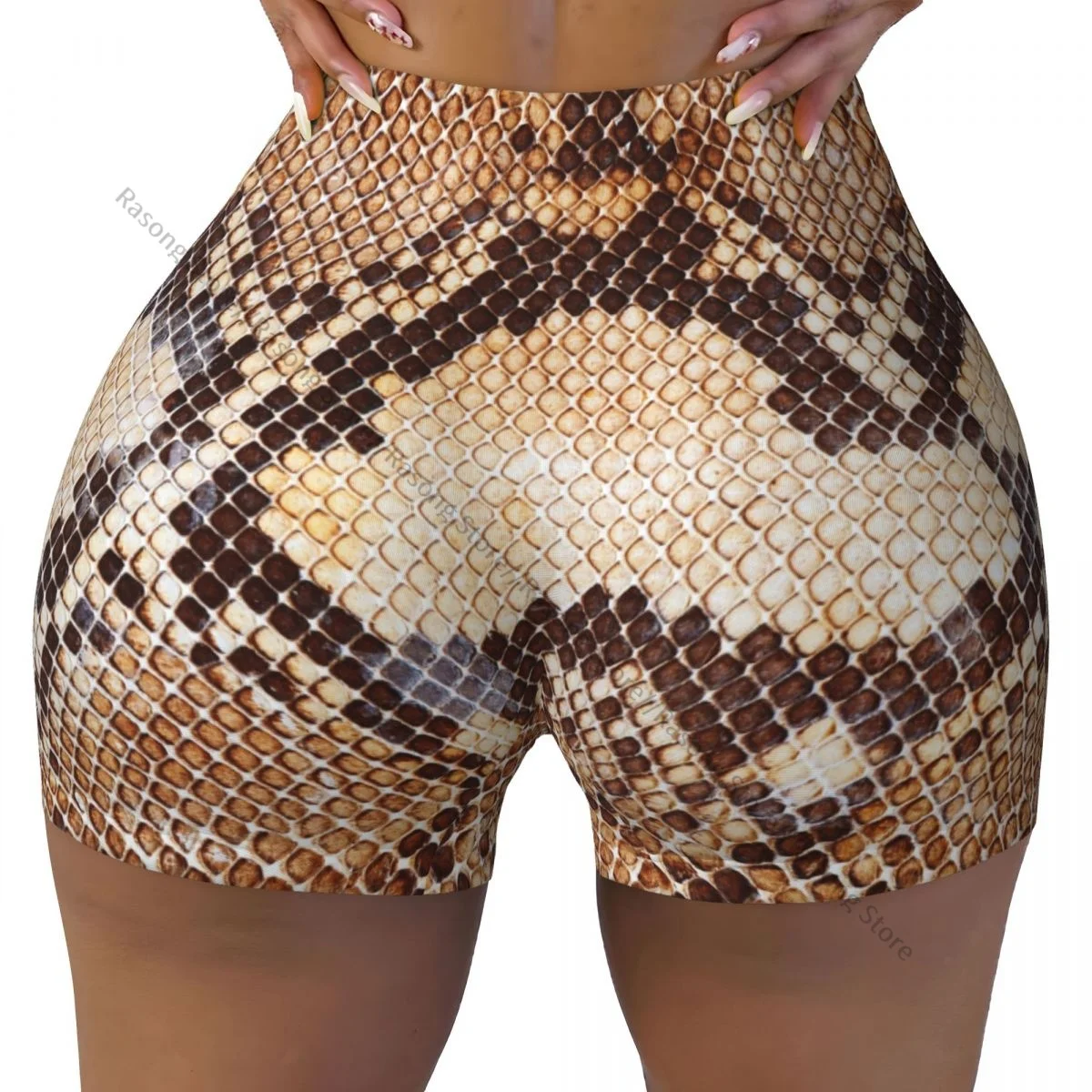 Women Yoga Shorts Snake Skin Pattern Workout Shorts Fitness quick-dry Ladies Yoga Gym Running Short Pants Sportswear