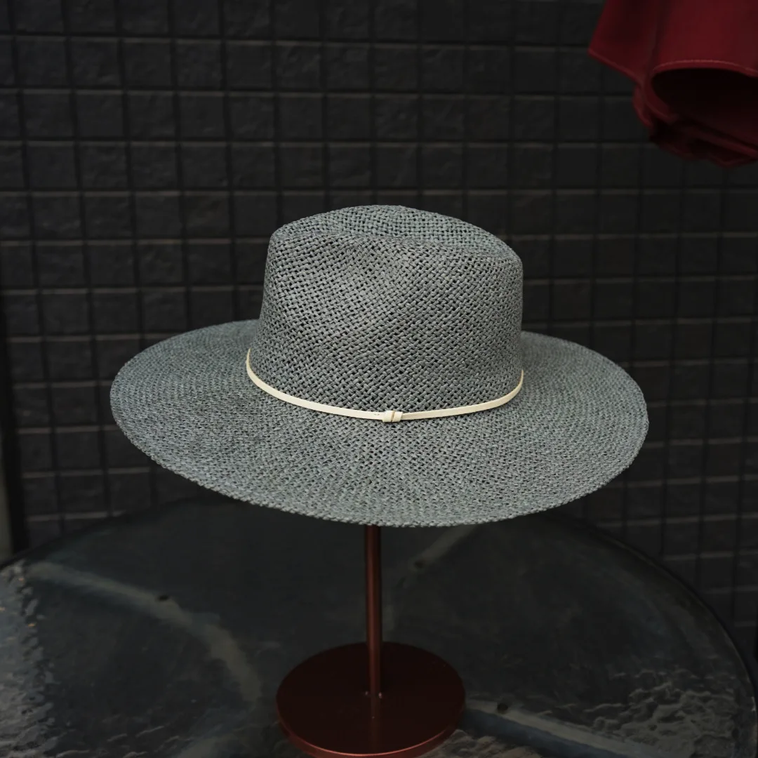 

New Classical Gray Women Wide Brim Straw Panama Hat Ladies Fedora Hat Summer Beach Sun Hat