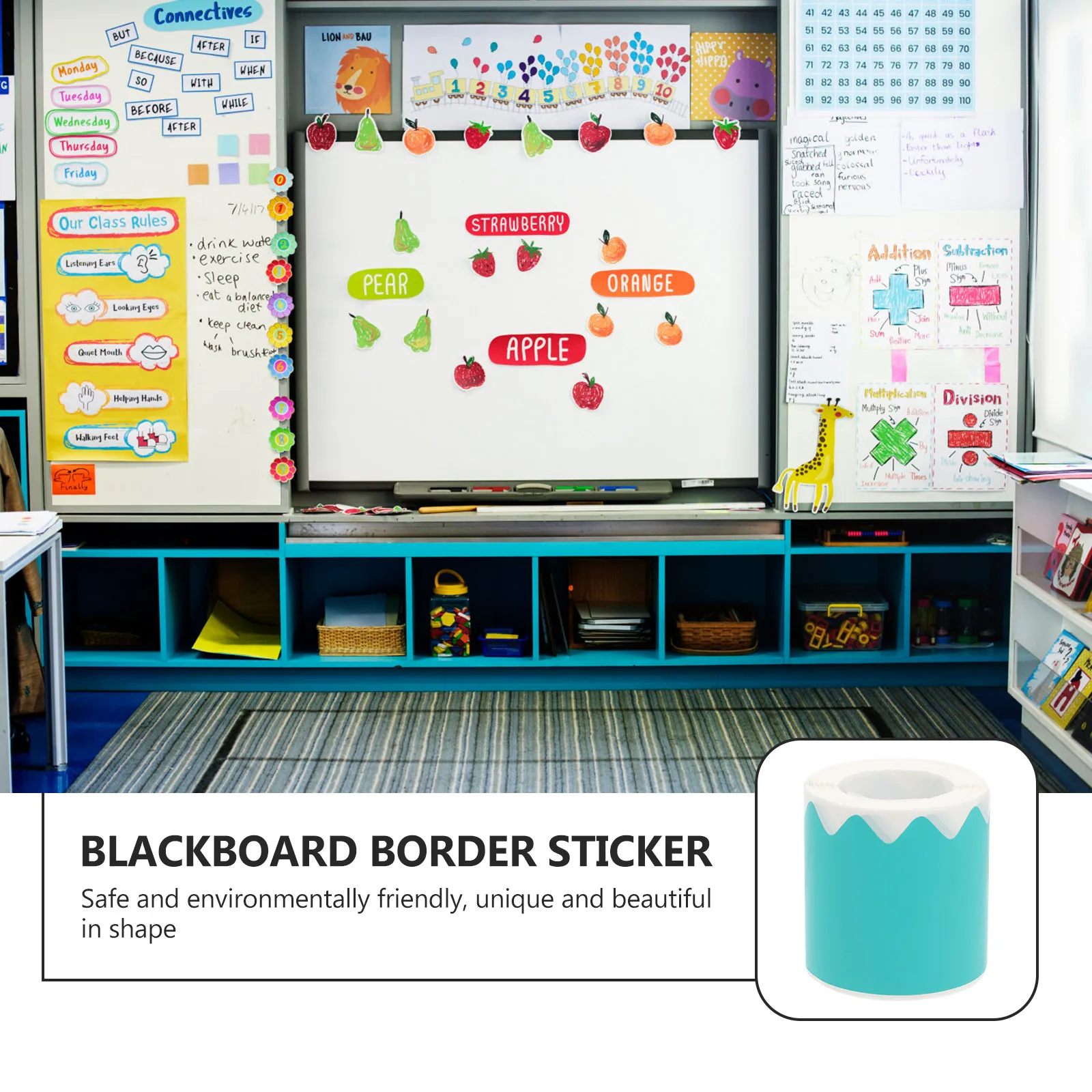 

1 рулон декоративной наклейки-бордюра для доски с изысканными узорами для оформления классных досок объявлений и школьных досок