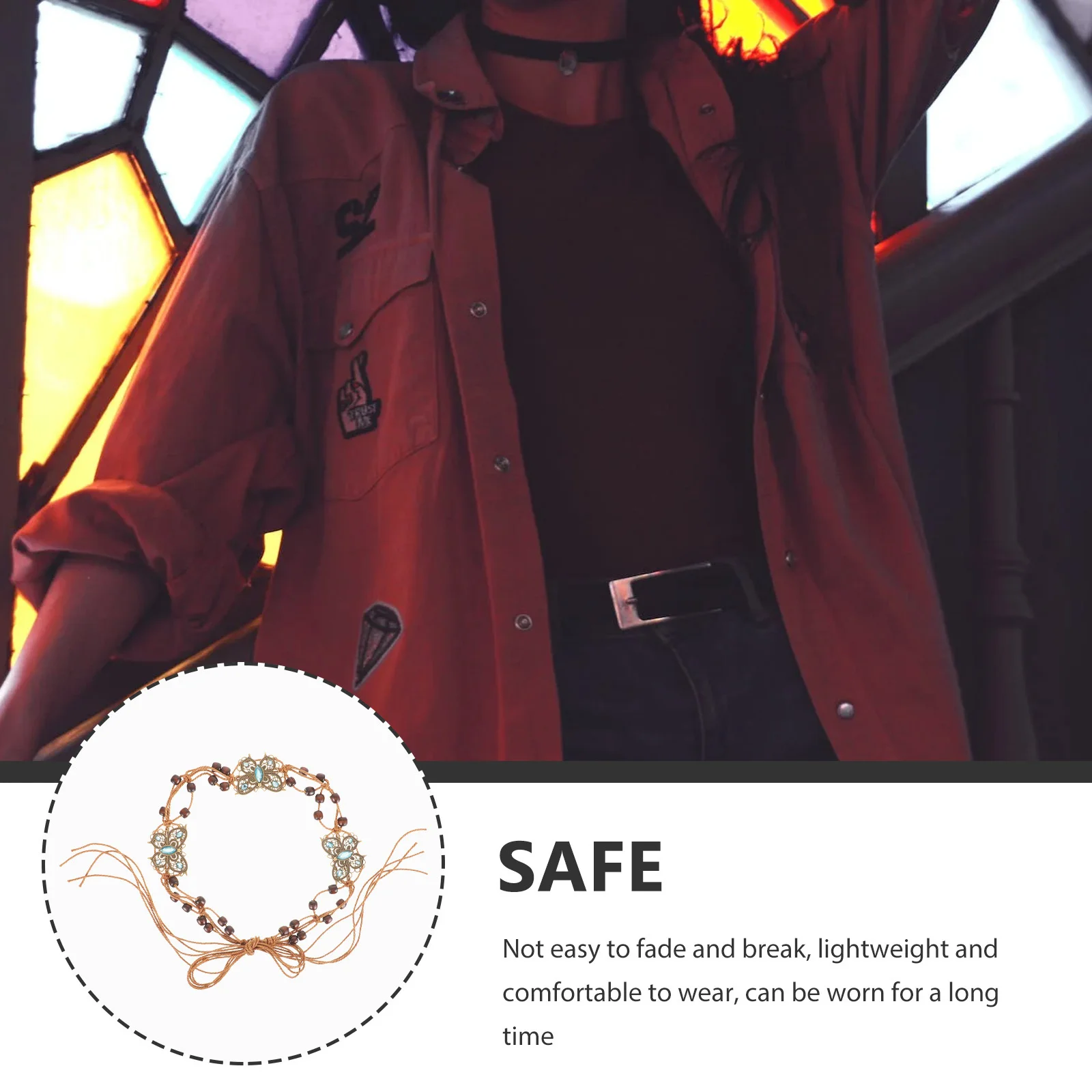 

Braided Bohemian Waist Belt Wax Rope Woven Wide Waist Chain Adjustable Belt for Women Daily Shopping Travel Retro Woven Belts