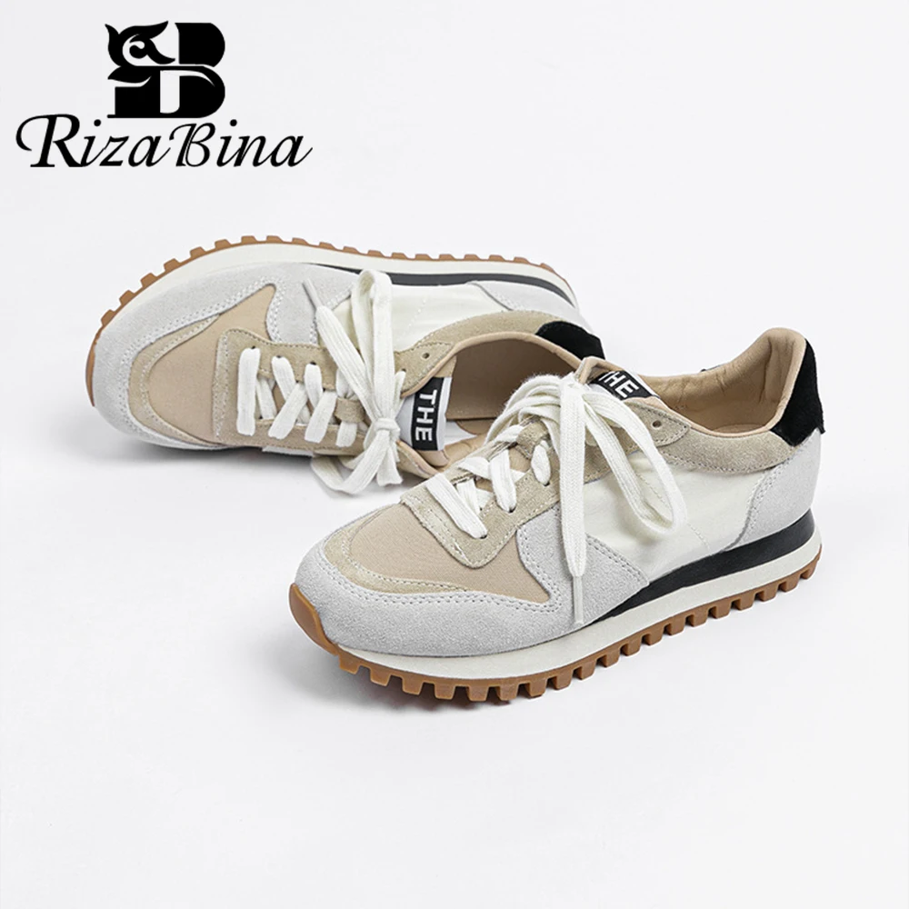 

RIZABINA Size 36-40 Women Casual Sneakers Thick Bottom Cross Strap Sport Shoes Female Breathable Non-slip Walking Running Shoes