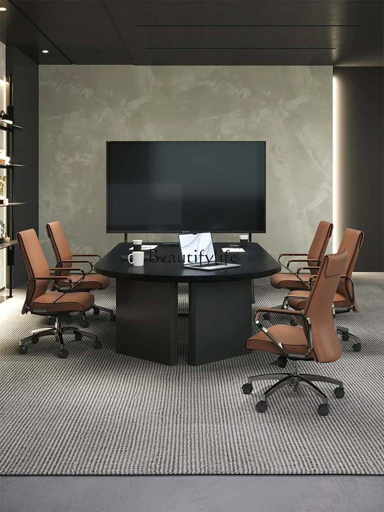 

yj32 Solid wood conference table Modern simple office Small reception negotiation table Light luxury high sense