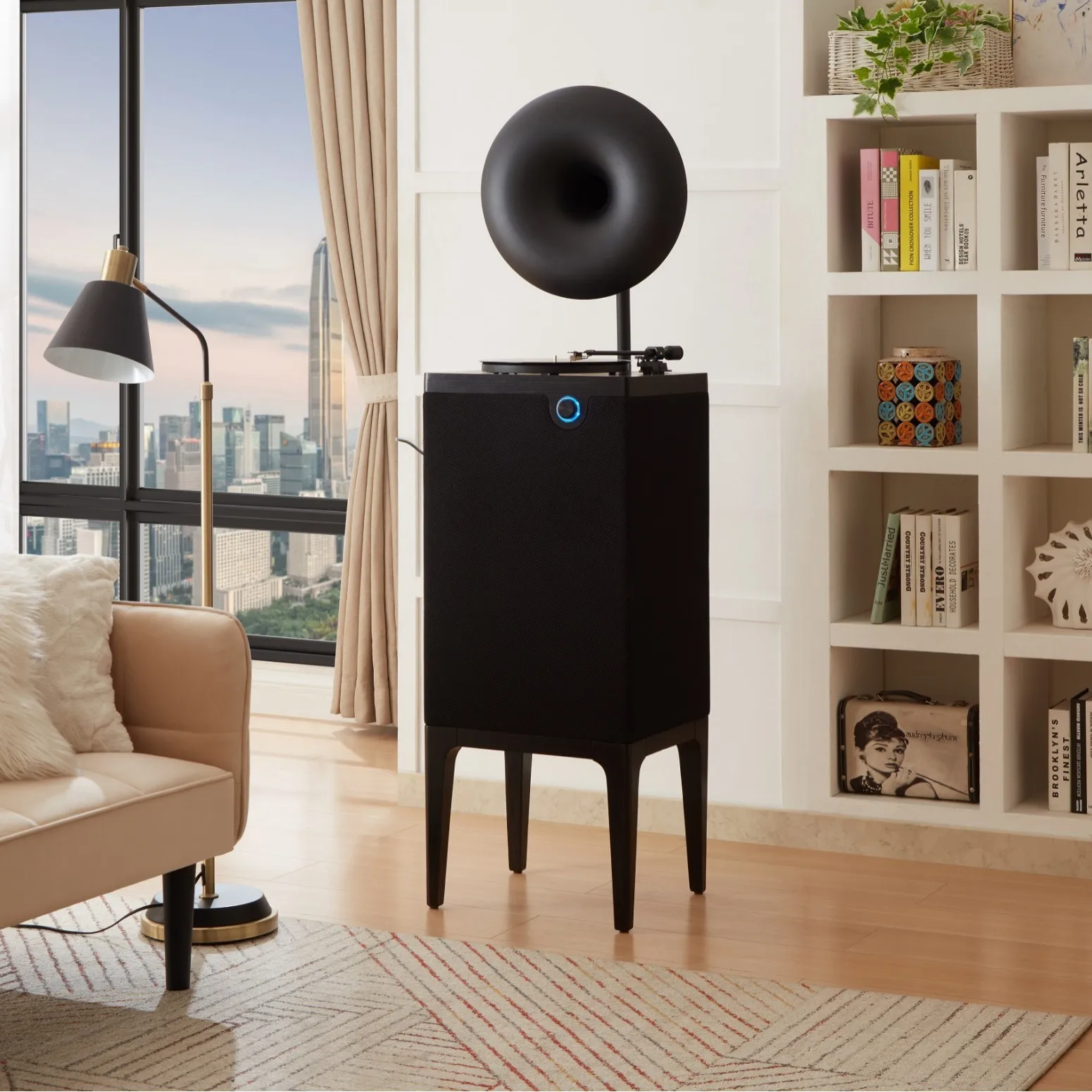 Modern Light Luxury Wood Gramophone Audio  Living Room C-H2 Retro Stereo Dual-Channel Speaker