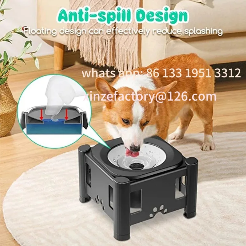 

Customizable Height Adjustable Dog Bowls No Spill Raised Pet Elevated Water Bowl Non-Slip Puppy Cat Slow Water Feeder 2.2L/75oz