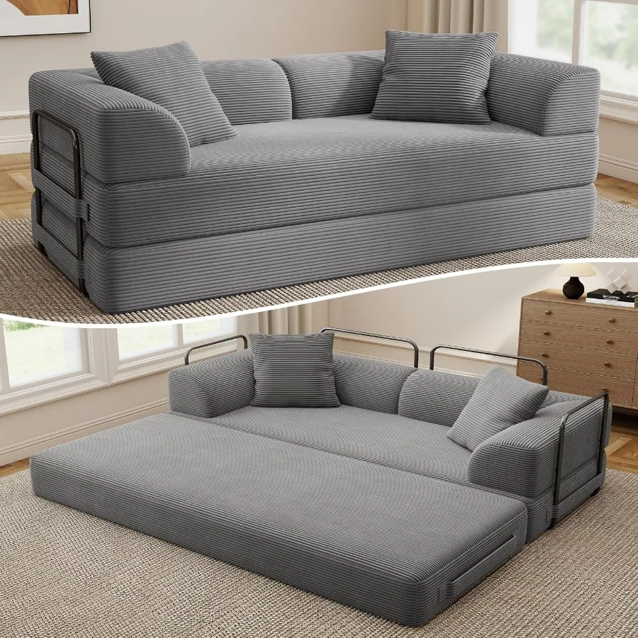 Cloud Boneless Couch Futon Sofa Bed, 5-in-1 Convertible Sofa Bed Pull Out Couch Sleeper Sofa Compressed, 70