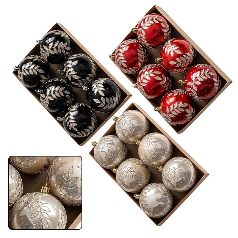 

6pcs/sets 8cm Christmas Ball Champagne= Red Christmas Tree Balls Ornaments Xmas Hanging Tree Pendants Home Party Decor New Year