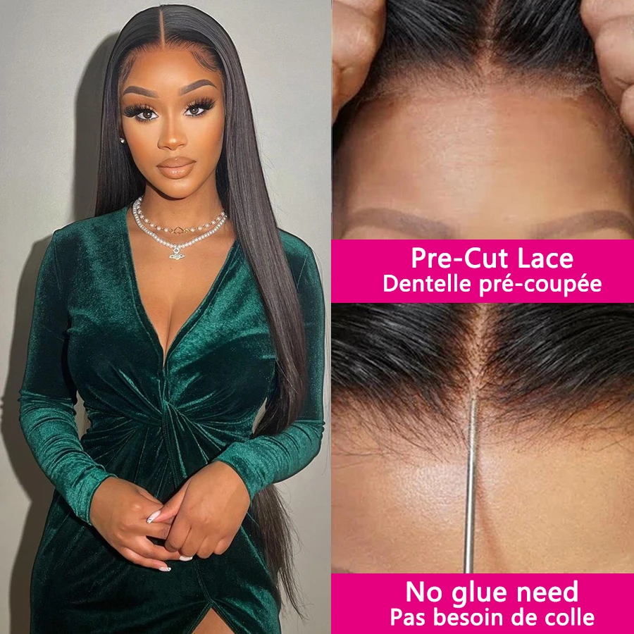 Glueless Human Hair Pre-Plucked Wig,4x4 Straight Transparent Lace Wig,Glueless Wig Human Hair Ready To Wear,Glueless Pre-plucked Human Wigs Ready To