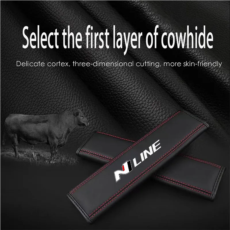 2PCS High Quality Car Seat Belt Protection Shoulder Pad Cover For Hyundai N LINE NLINE i10 i20 i30 N Performance Car Accessories