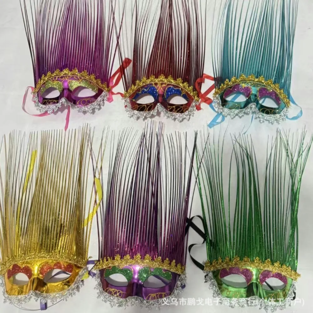Rain Threads Masquerade Mask Venice Sequined Gold Mask Dress Up Princess Performance Party Accessory Glittery Design Festival