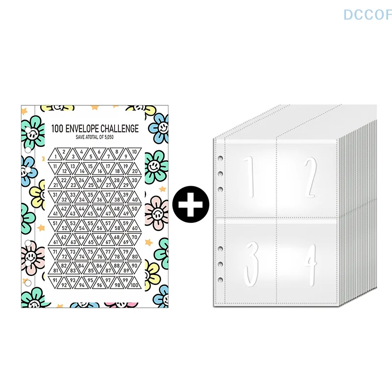 25 Stuks Envelop Challenge Binder 1-100 Dag Uitdaging Besparingen Los Blad Notebook Navulling Vervangende Sticker