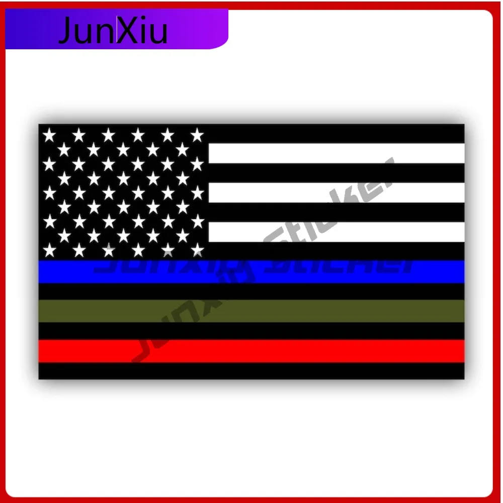 

Police Military And Fire Thin Line Usa Flag Decal American Flag Sticker Blue Green And Red Stripe For Cars Trucks Motorcycle Suv