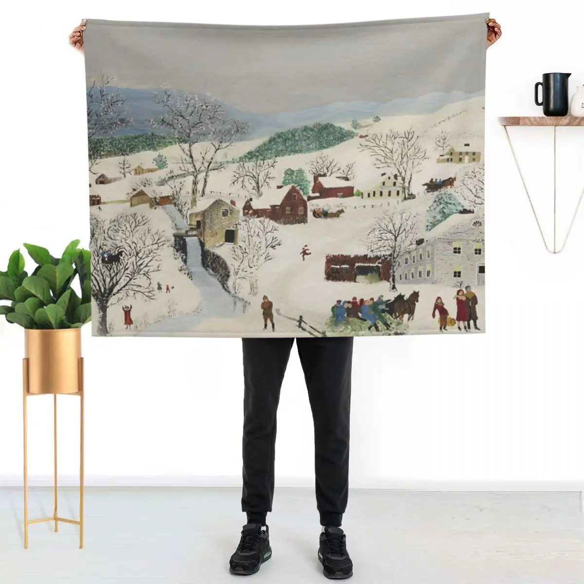 Grandma Moses art Throw Blanket Picnic blankets ands Furrys Decorative Sofa Large Hair Blankets
