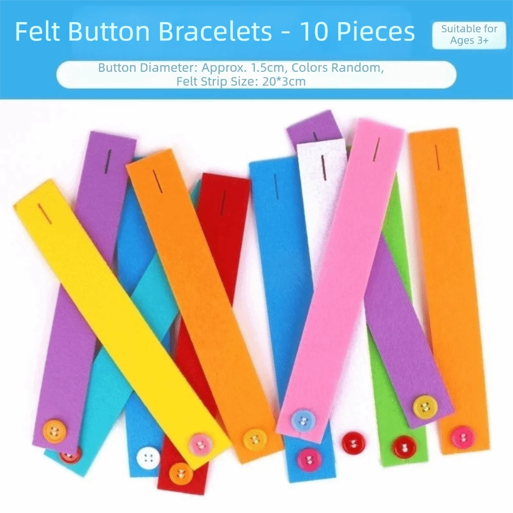 Operation Diy Felt Button Bracelet 10pcs Felt Teaching Aids Handmade Button Montessori Early Education Kindergarten Mate