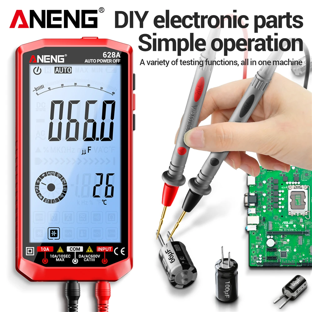 Multímetro Digital automático profesional, pantalla grande de 6000 recuentos, corriente de voltaje CA/CC, amperímetro 628A, Detector, herramientas de prueba