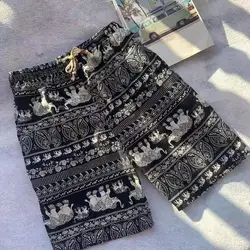 Men Elephant Print Shorts Elephant Pattern Men's Summer Beach Shorts with Elastic Waist Drawstring for Comfort Quick Drying Wide