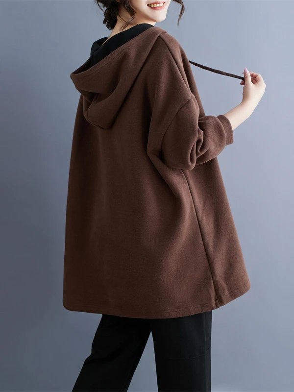 حجم كبير مقنعين Fce اصطف البلوز عادية إخفاء اللحوم التخسيس الكورية Sle المرأة الخريف الشتاء جديد وصول الملابس