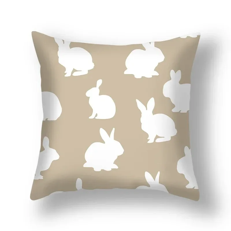 Bunny Pillowcase 45x45 Green Black Orange Rabbits Pillow Cover Easter Party Decorations Home Sofa Decorative Plaid Cushion Cover